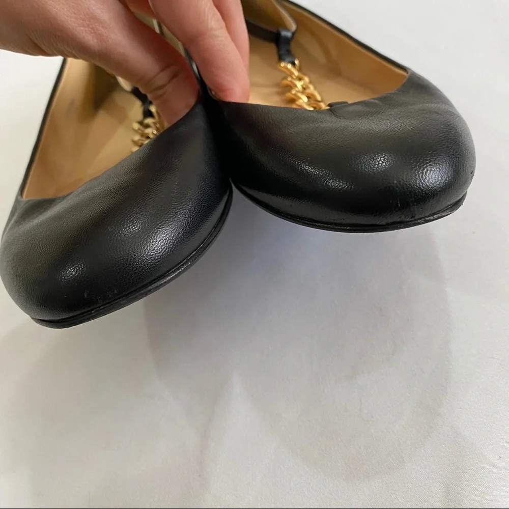 J.Crew Jayne T-Strap Chain Round Toe Flats 6.5